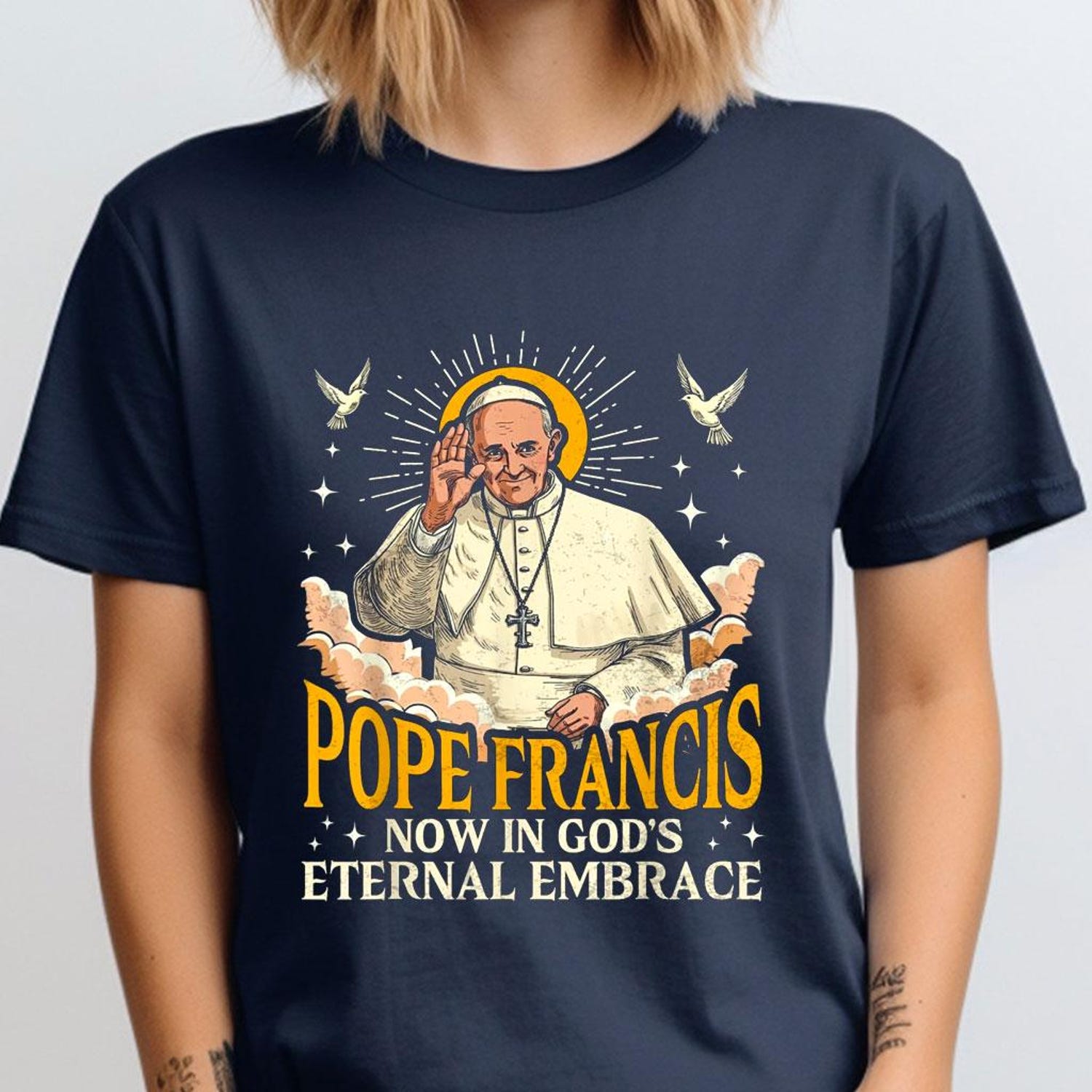 Pope Francis Now In God's Shirt, Pope Francis Tee, Pray for Pope Francis Shirt, Vatican Catholic Tee, Christian Quote Tee