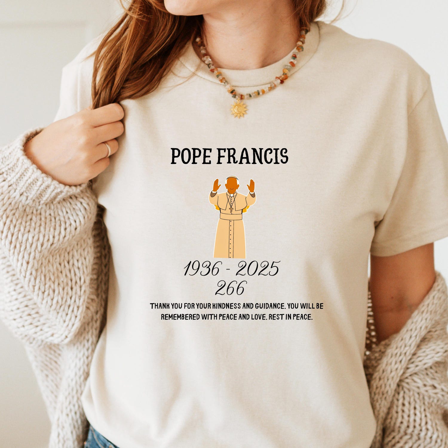 Pope Francis RIP Shirt, In Loving Memory 1936�2025 T-Shirt, Catholic Tribute Tee, Religious Memorial Shirt, Faith Crewneck, Catholic Shirt