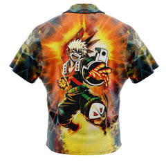 Blazing Bakugo My Hero Academia Button Up Hawaiian Shirt