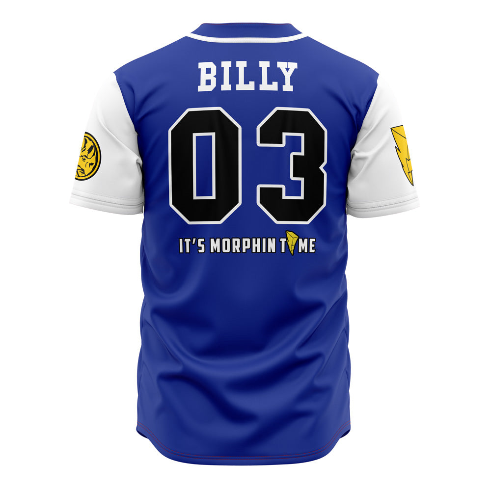 Blue Triceratops Billy Cranston Power Rangers Baseball Jersey