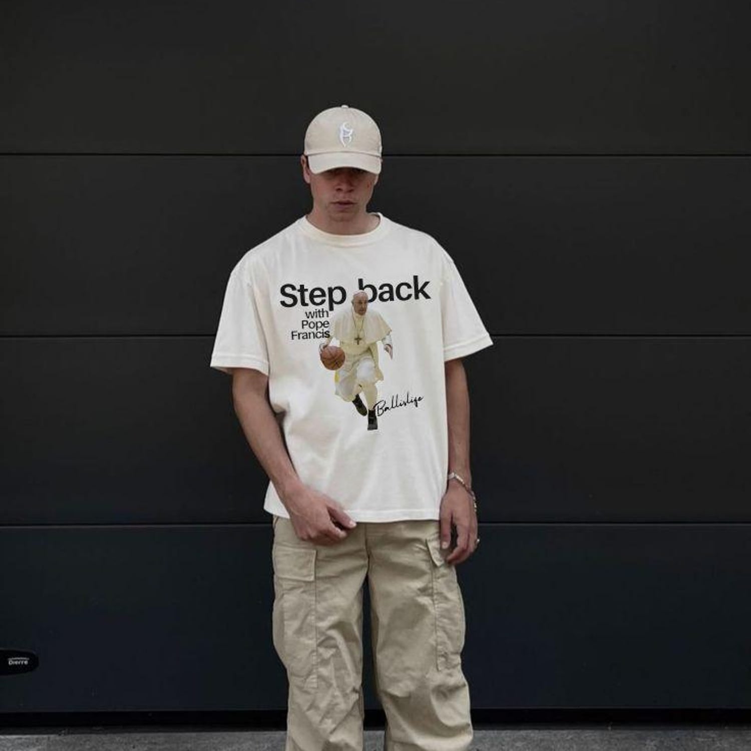 Basketball Pope Francis T-Shirt, Funny Basketball Shirt, Unique Religious Apparel, Gift for Dad, Unisex Garment-Dyed Tee, Step Back Design