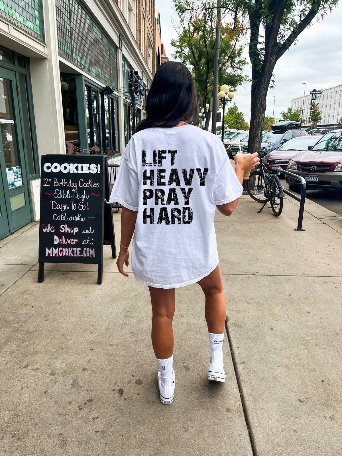 Trendy Christian Themed Shirt for Women - Lift Heavy Pray Hard Hoodie - Tops, Womenswear