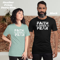 Faith Over Fear Shirt � Bold Modern Christian T-Shirt with Powerful Text Design, Inspirational Scripture Tee for Men & Women