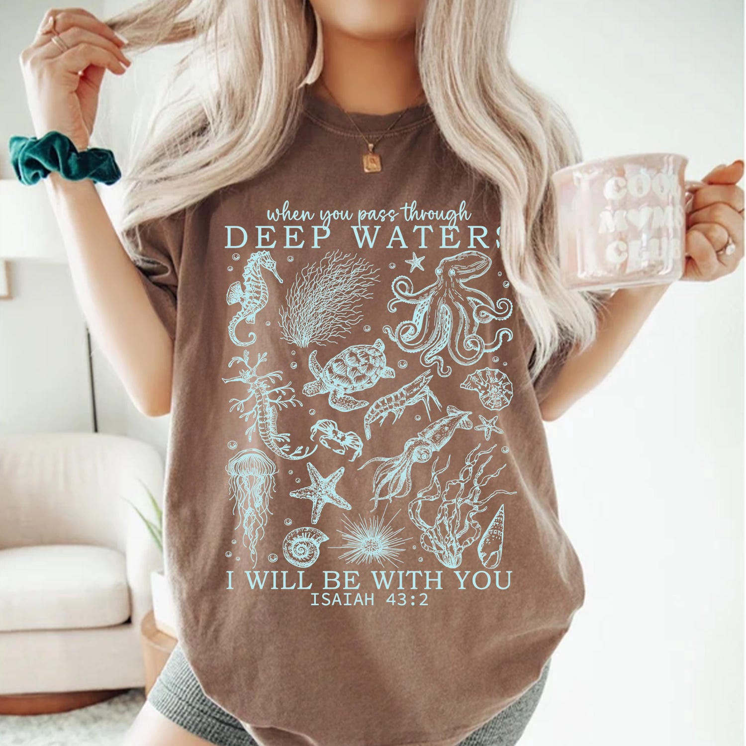 Christian Ocean Animal Shirt, Coastal Sea Life Tshirt, Trendy Beachy Oversized Scripture Tee, Jesus Bible Verse Shirt, Faith Apparel Gift