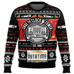 Save The Clock Tower Back To The Future Ugly Christmas Sweater