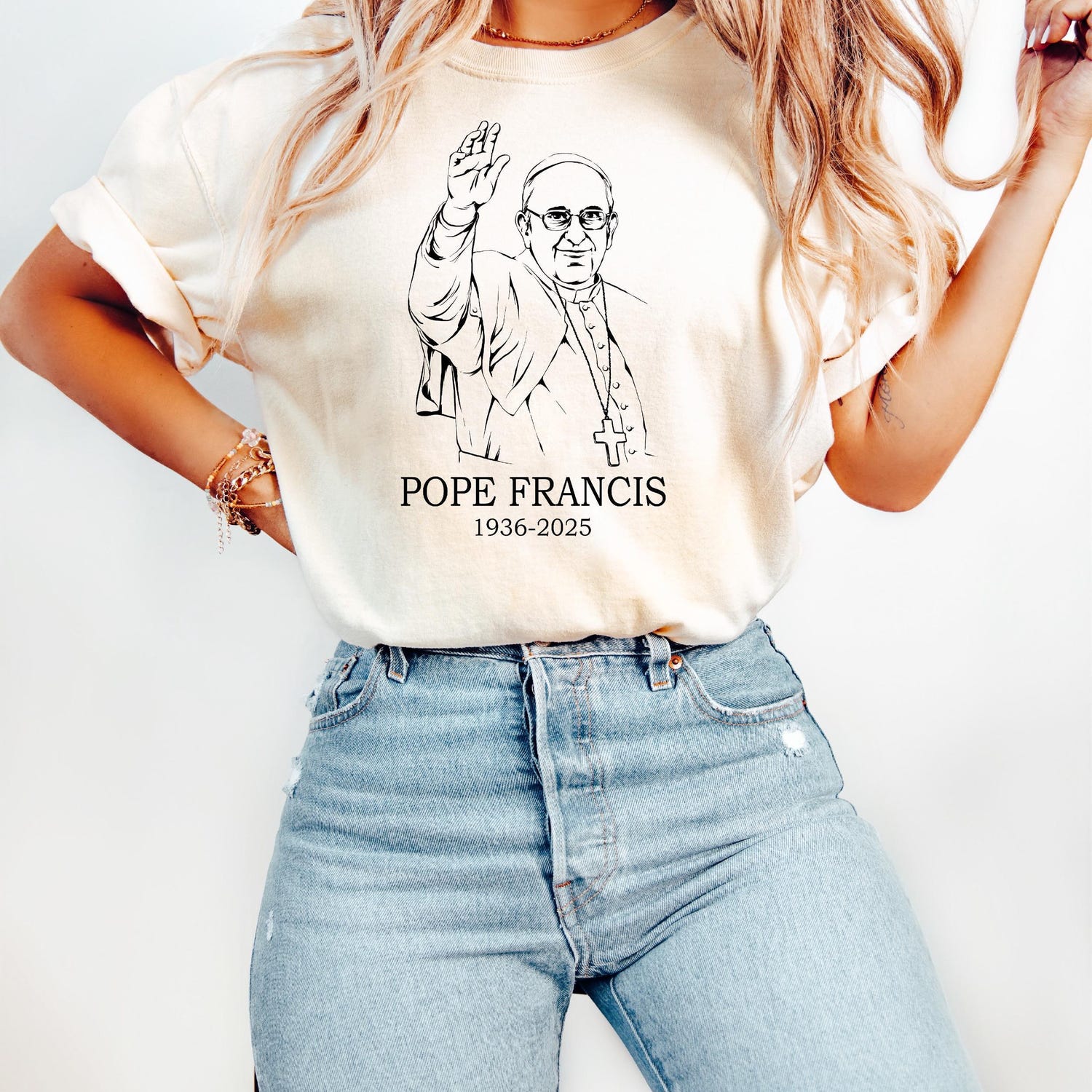 RIP Pope Francis Shirt, Memorial T-Shirt 1936�2025, Catholic Vatican Tribute Shirt, Pray for Pope Francis, Christian Faith Religious Gift