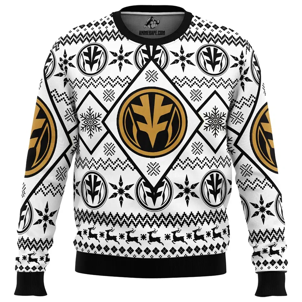 Christmas White Ranger Power Rangers Ugly Christmas Sweater