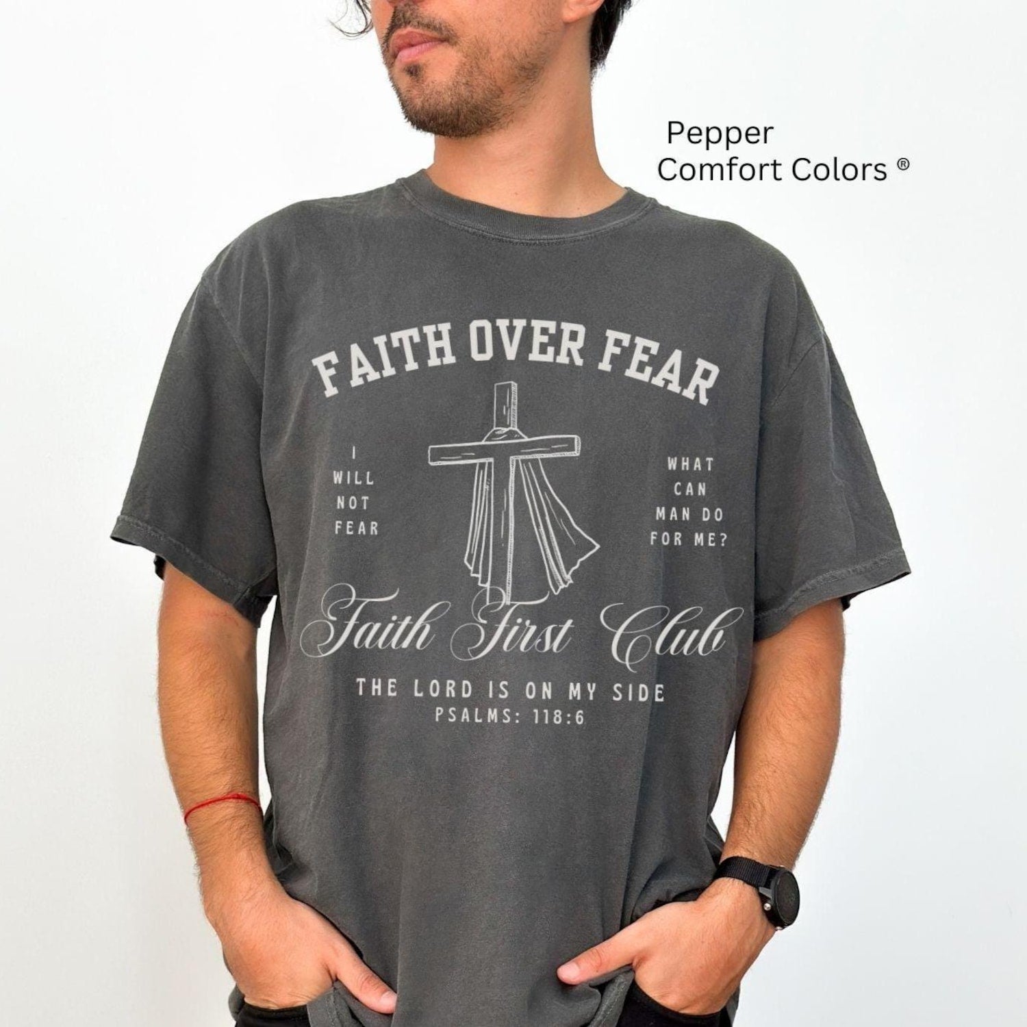 Faith Over Fear Club T-Shirt Unisex Christian Tee Religious Shirt for Him Church Tee Inspirational Shirt Fathers Day Mothers Comfort Colors
