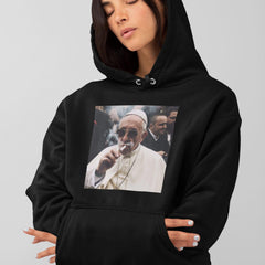 Funny Pope Francis Smoker Hoodie - Catholic Humor Tee - Holy Meme Sweater Vatican Joke Gift Religious Parody Shirt Christian Funny Gift