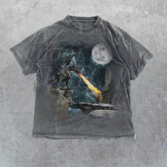 "Dragon Castle Dark Art, Gothic Nostalgia Horror, Retro Dragon 90s Graphic" Vintage T Shirt