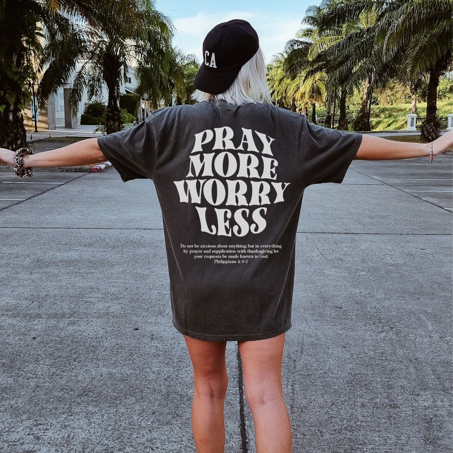 2 sided Pray More Worry Less Shirt, Faith Over Fear Shirt, Christian Streetwear, Scripture Shirt, Christ is King Shirt, Even if Shirt