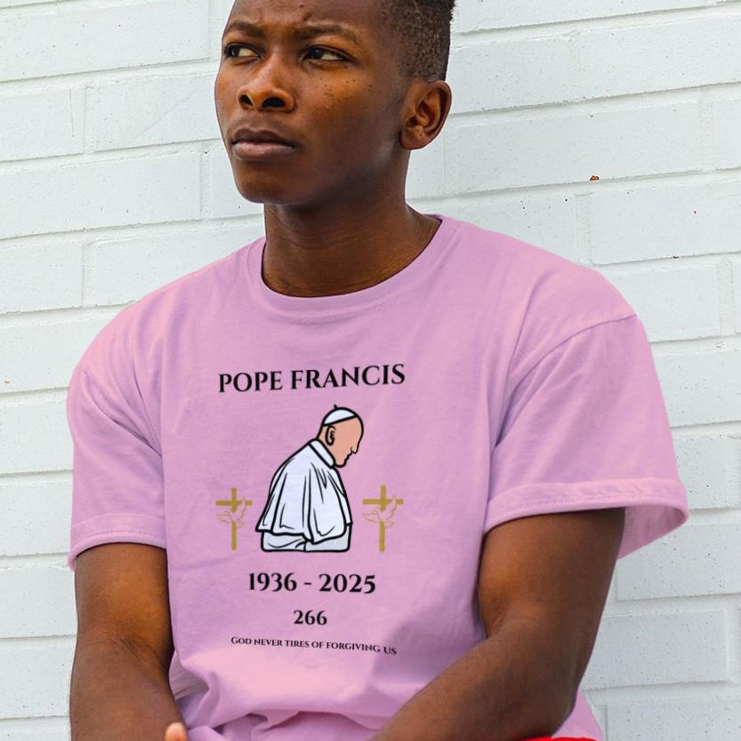 Pope Francis Commemorative T-Shirt, Vatican Catholic Tee, Religious Gift, Unisex Jersey Top, Christian Quote Shirt, Crucifix Graphic Apparel