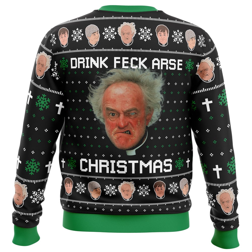 Drink Feck Arse Father Ted Ugly Christmas Sweater