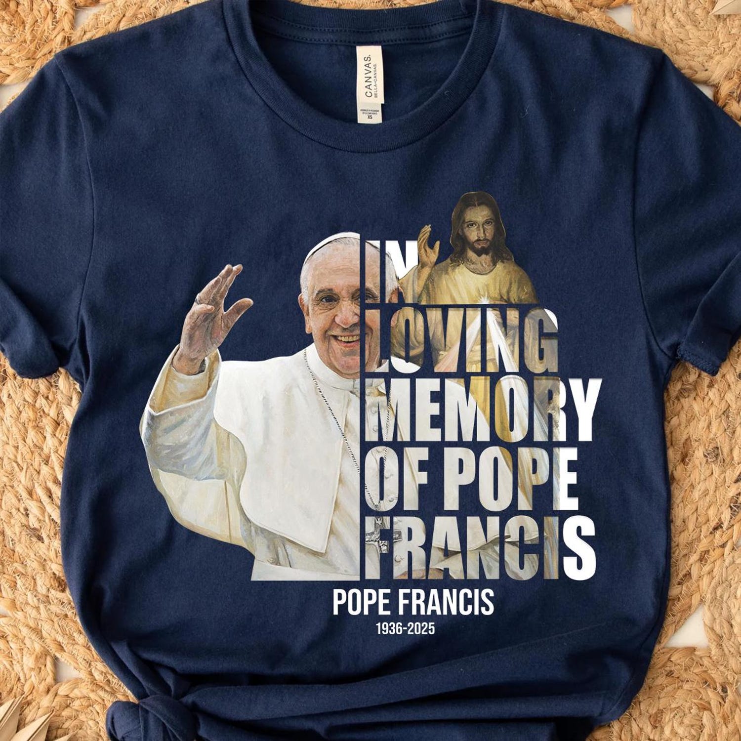 In Loving Memory of Pope Francis Jesus and Pope Art Catholic Memorial shirt, RIP Pope Francis shirt Gift