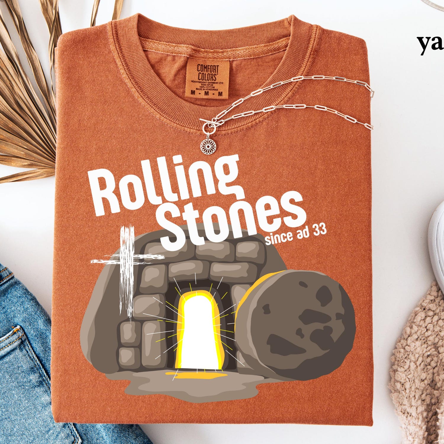 Comfort Colors Rolling Stones T-Shirt, Trendy Easter Clothing, Jesus Christ Shirt, Gift For Christian, Faith-Based Graphic Tee, Gift For Her