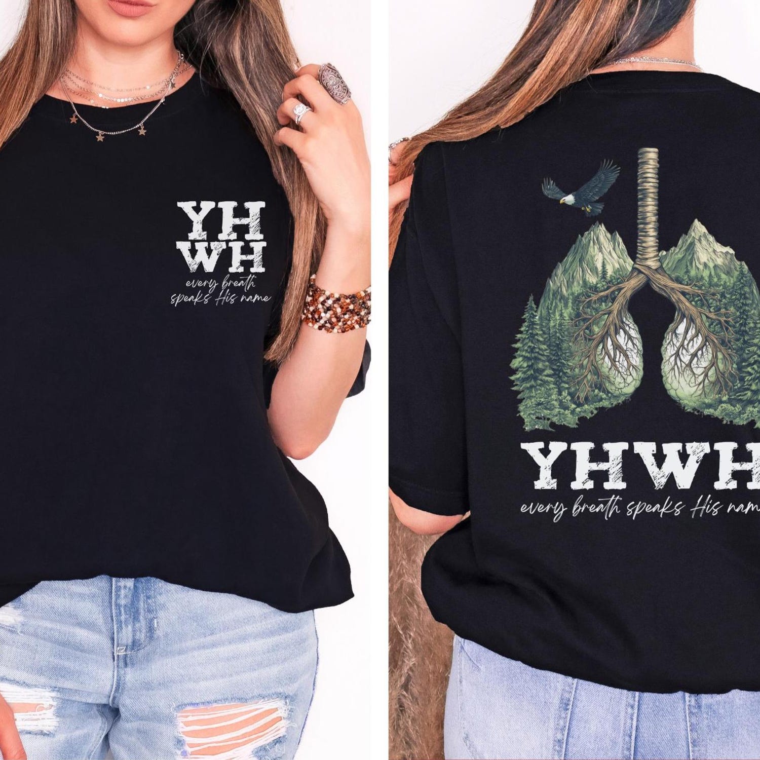 2 sided YHWH Lungs Christian Shirt, Every Breath Speak His Name T-Shirt, Faith Apparel Shirt, YHWH Lungs Shirts, Christian Shirts, Faith Tee