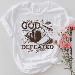 Rolling Stones T-Shirt, Trendy Easter Clothing, My God Defeated the Grave, Jesus Christ Shirt, Gift For Christian, Faith-Based Graphic Tee