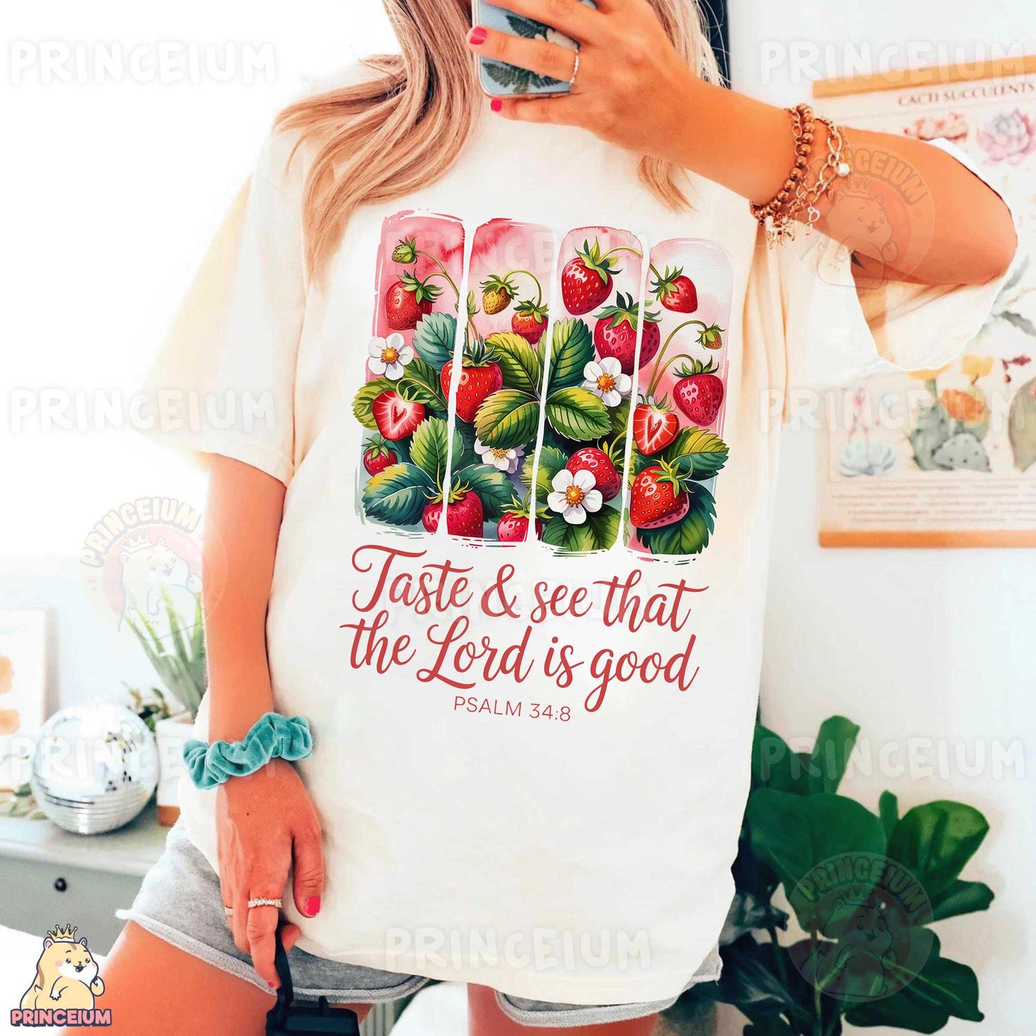 Taste and See The Lord is Good shirt, Christian Strawberry apparel, shirt, Psalm 34:8 Bible Verse apparel