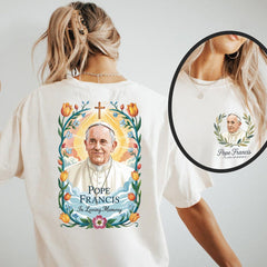 2 sided Pope Francis Shirt, RIP Pope Francis Shirts, Memorial Pope Francis Papa Shirt,Papa Francis 1936-2025, Pope Francis Rest In Peace Tees