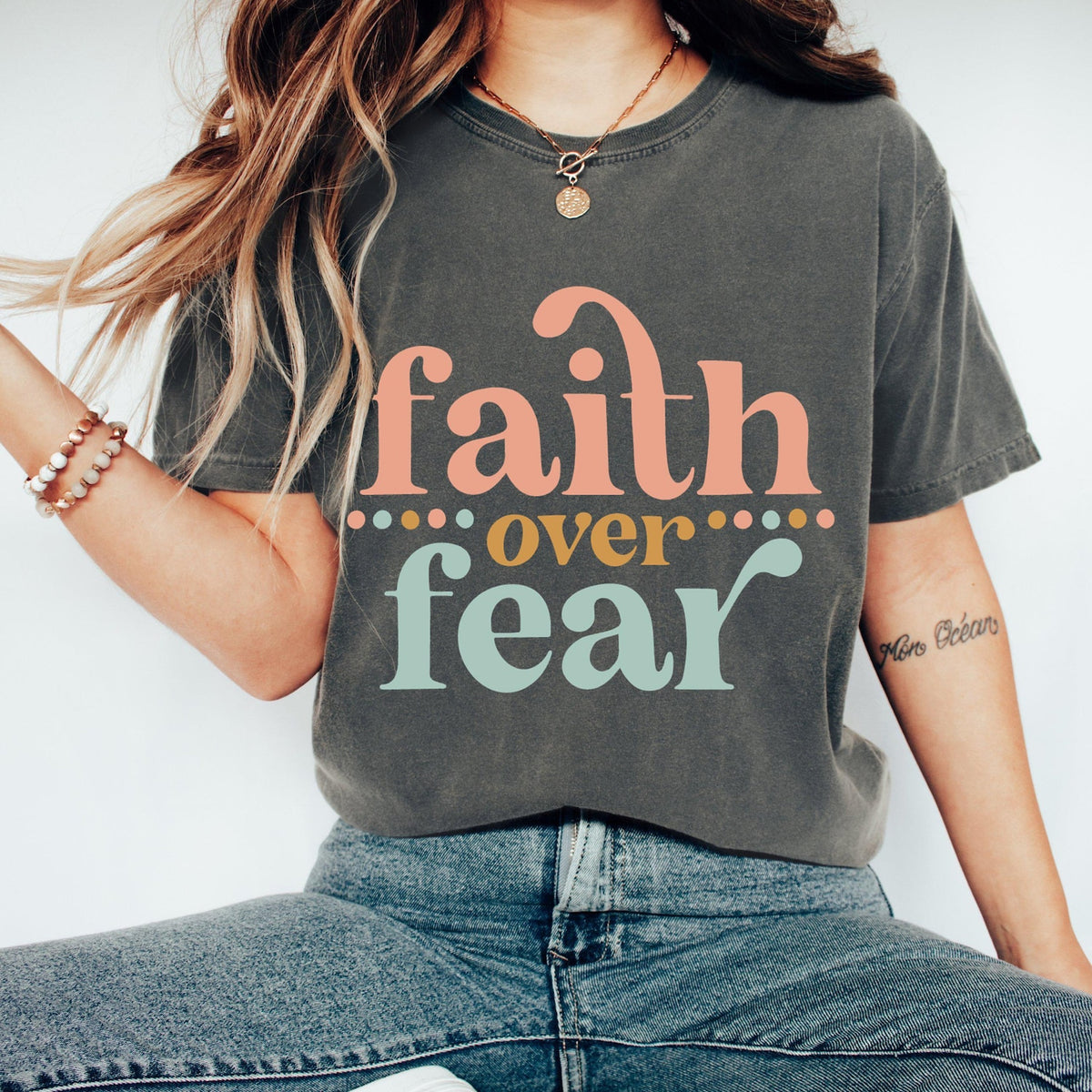 Comfort Colors� Faith Over Fear Shirt, Faith Shirt, Christian Gift, Faith Gift, Christian Shirts, Womens Religious Sweatshirt, Boho Shirt