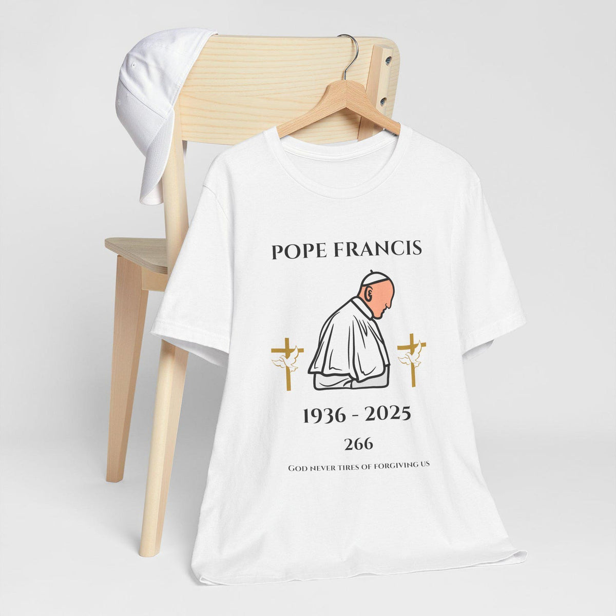 Pope Francis Commemorative T-Shirt, Vatican Catholic Tee, Religious Gift, Unisex Jersey Top, Christian Quote Shirt, Crucifix Graphic Apparel