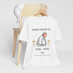 Pope Francis Commemorative T-Shirt, Vatican Catholic Tee, Religious Gift, Unisex Jersey Top, Christian Quote Shirt, Crucifix Graphic Apparel