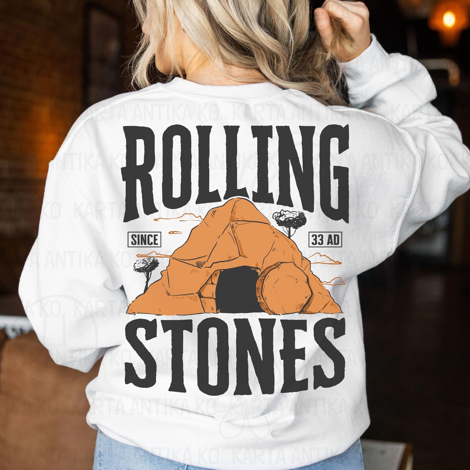 2 sided Mens Easter Hoodie apparel, Retro Rolling Stones Since 33 AD shirt, Vintage Bible Easter shirt, Christian Dad shirt