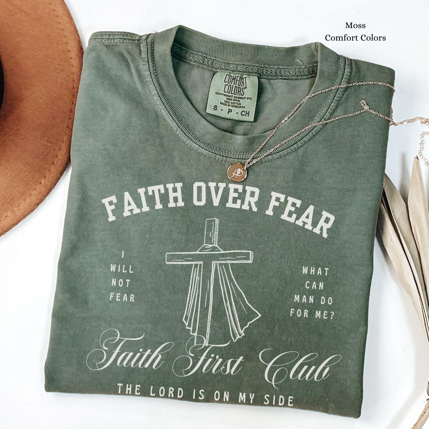 Faith Over Fear Club T-Shirt Unisex Christian Tee Religious Shirt for Him Church Tee Inspirational Shirt Fathers Day Mothers Comfort Colors