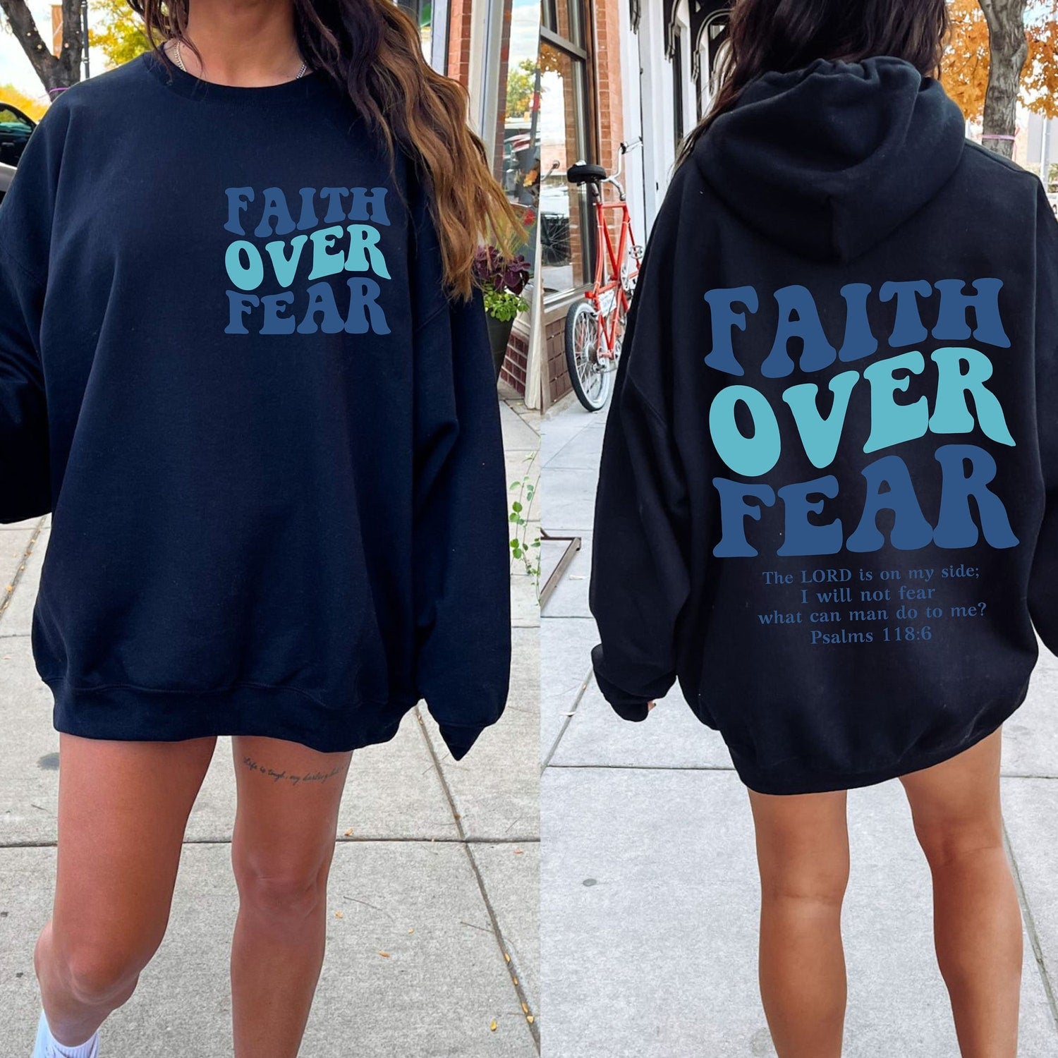 2 sided Faith Over Fear, Christian Shirt, Religious Shirt, Catholic apparel