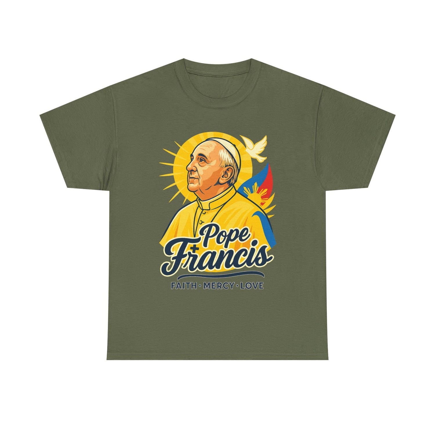 Pope Francis Inspirational Tee, Faith Mercy Love Shirt, Unisex Cotton T-Shirt for Spiritual Gifts, Religious Apparel, Catholic Merchandise