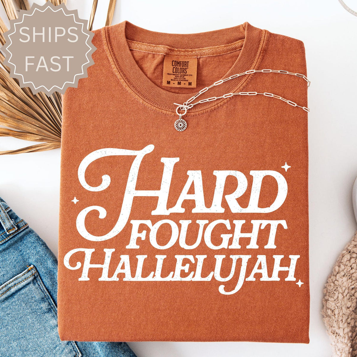 Comfort Color Shirts, Hard Fought Hallelujah Gift for Her, Retro Christian Gifts, Bible Verse Her Gifts, Religious Trendy Shirt Tees