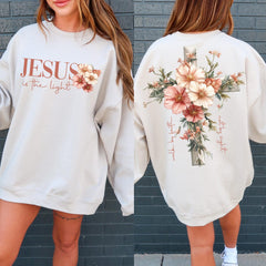 2 sided Jesus is the Light shirt, Floral Christian shirt, Motivational Quotes shirt, Bible Verse shirt, Floral Religious shirt, His Grace is Enough shirt