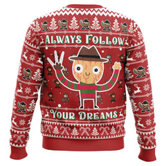 Follow Your Dreams Nightmare on Elm Street Ugly Christmas Sweater