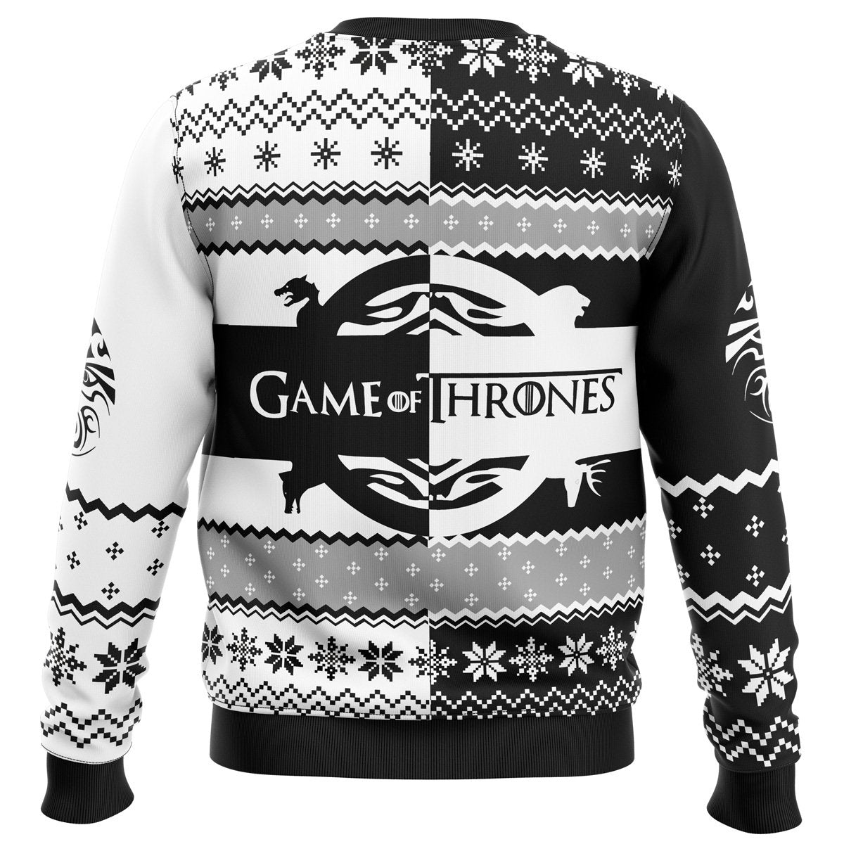 Game of Thrones House Black and White Ugly Christmas Sweater