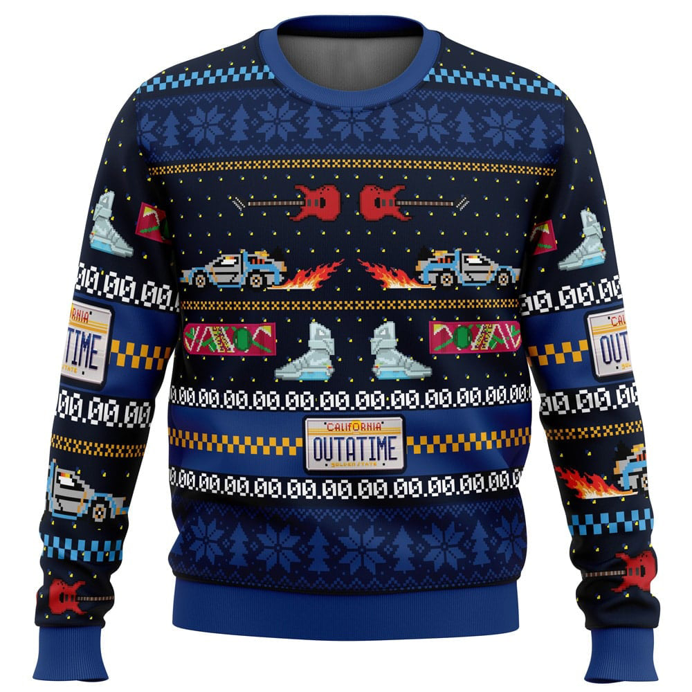 Get Back in Time For Christmas Back to the Future Ugly Christmas Sweater