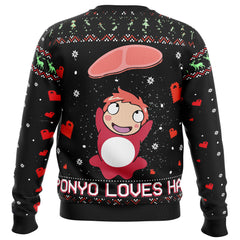 Ghibli Ponyo Loves Ham Ugly Christmas Sweater