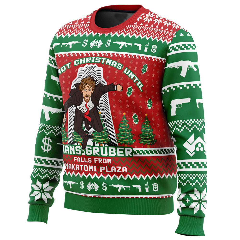 Hans Gruber Fall Nakatomi Plaza Die Hard Ugly Christmas Sweater