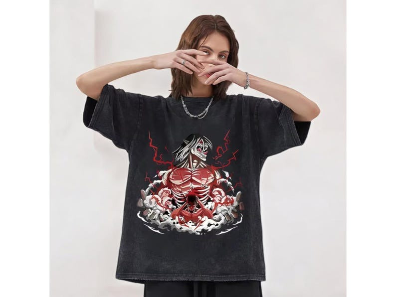 "Camiseta De Attack On Titan" Vintage Oversize T Shirt