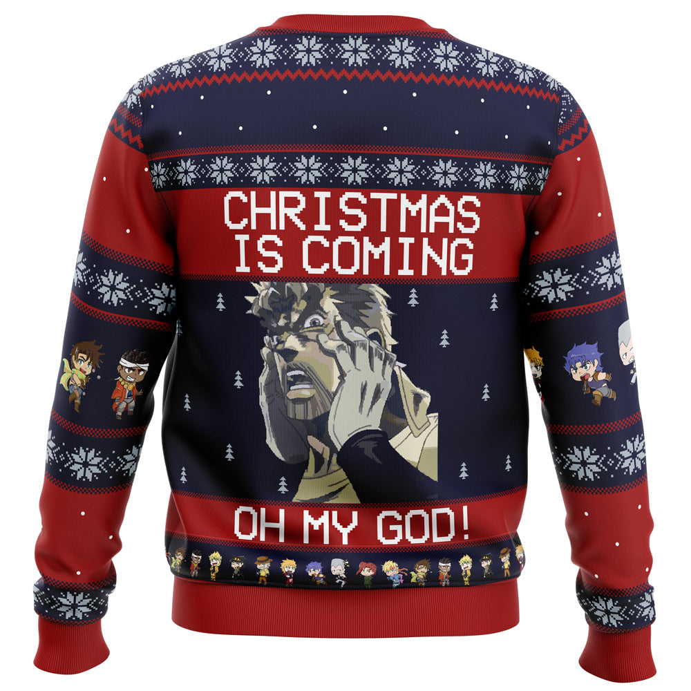 Jojo's Bizarre Adventure Joseph Joestar Oh My God Ugly Christmas Sweater