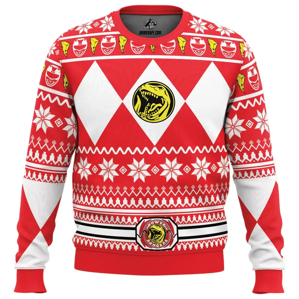 Mighty Morphin Red Ranger Power Rangers Ugly Christmas Sweater