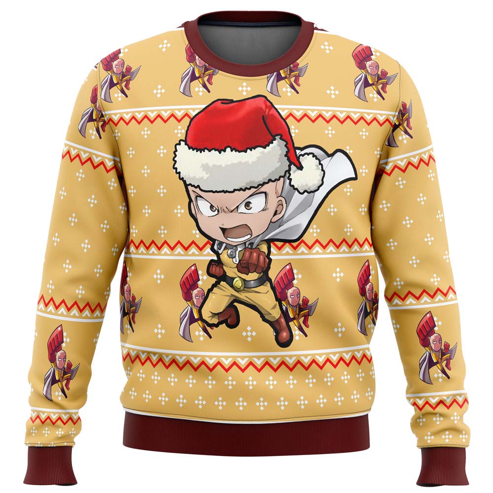 One Punch Chibi Saitama Ugly Christmas Sweater