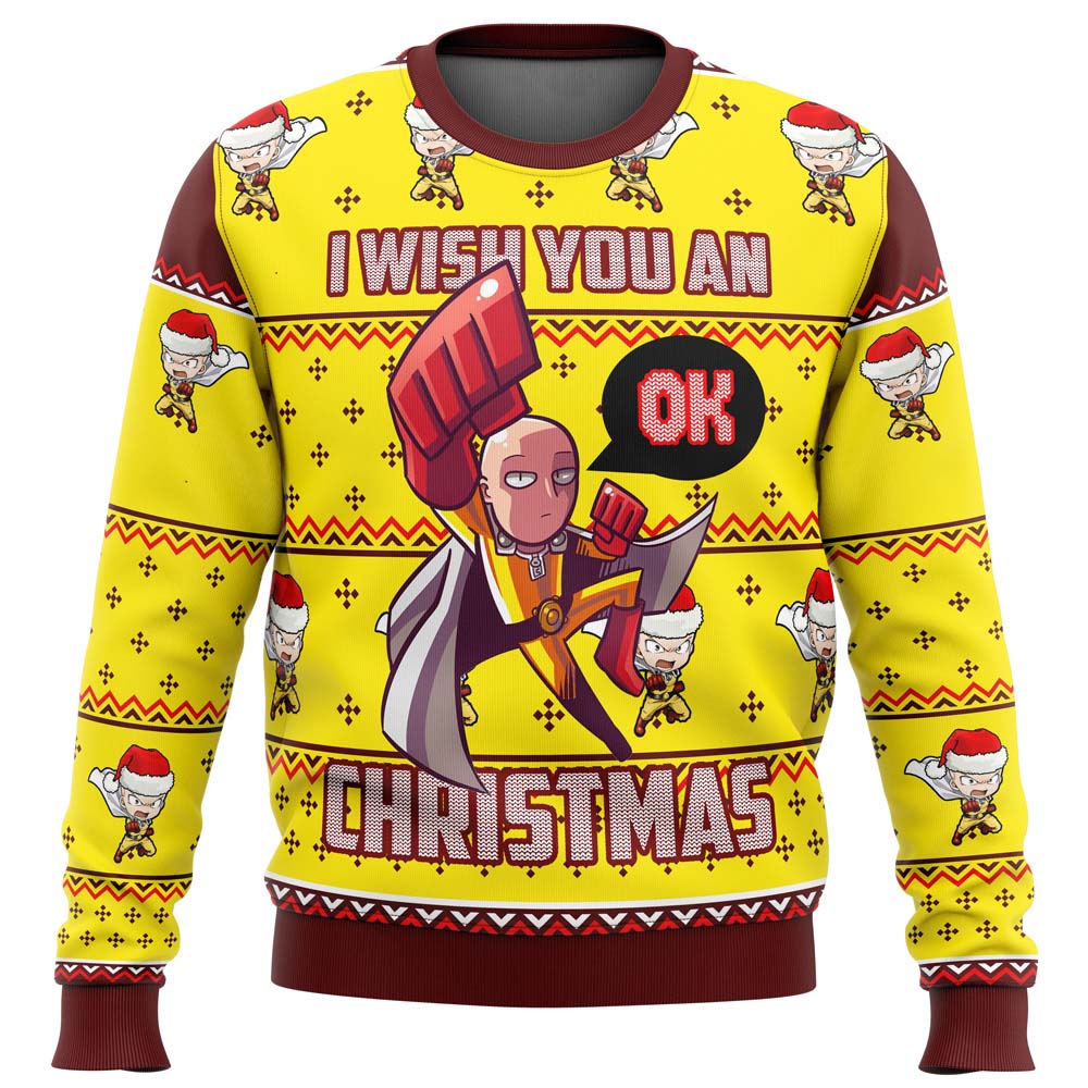 One Punch Saitama Ok Ugly Christmas Sweater