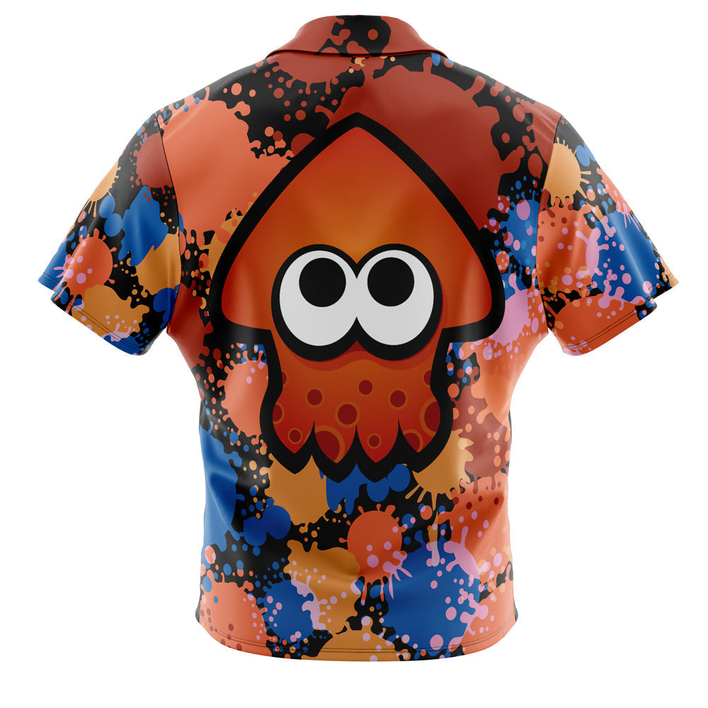 Orange Squid Aloha Splatoon Button Up Hawaiian Shirt