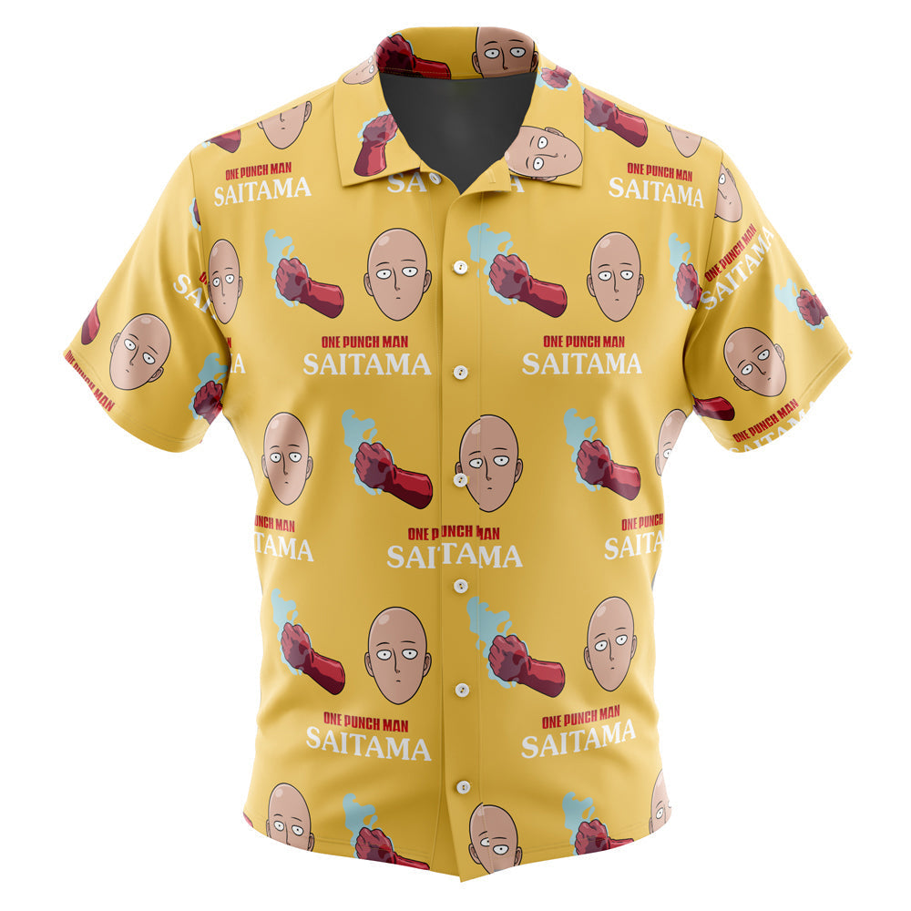 Power Saitama One Punch Man Button Up Hawaiian Shirt