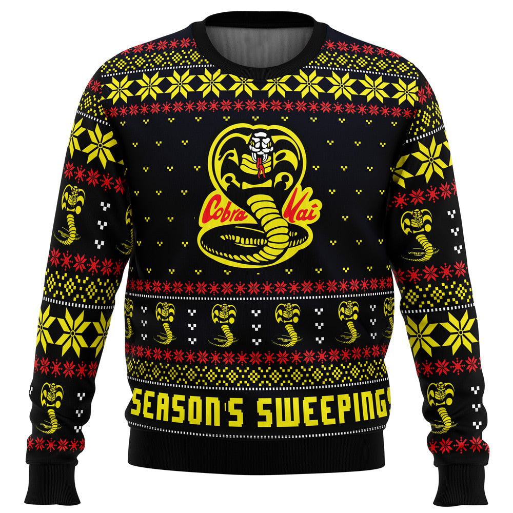 Season's Sweepings Cobra Kai Karate Kid Ugly Christmas Sweater