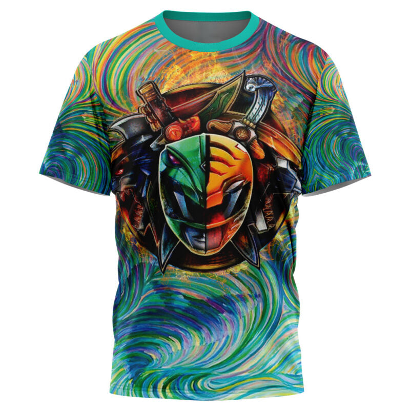 Trippy Green White Power Rangers T-Shirt