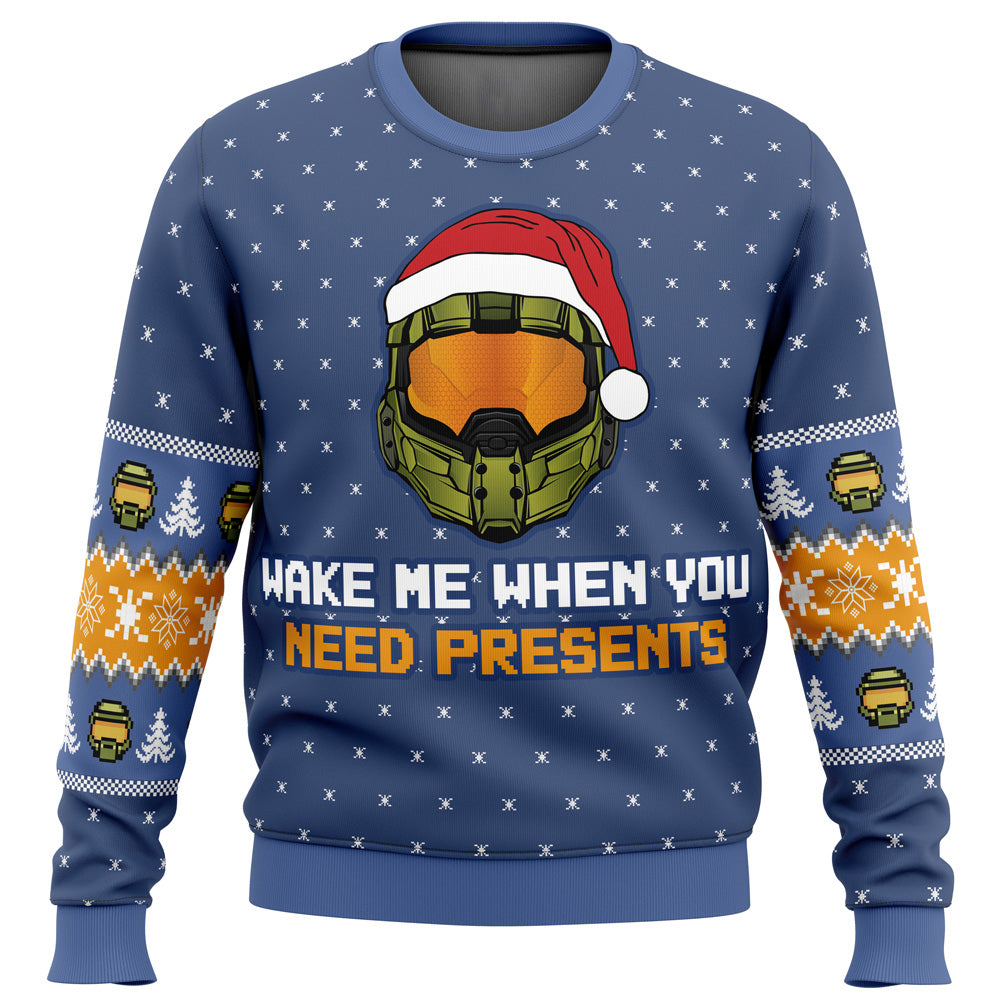 Wake Me When You Need Presents Halo Ugly Christmas Sweater