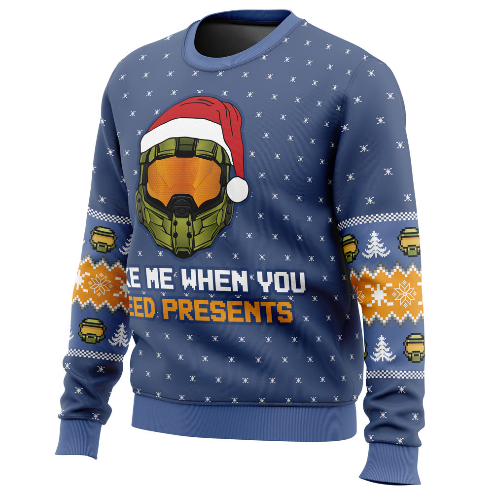 Wake Me When You Need Presents Halo Ugly Christmas Sweater