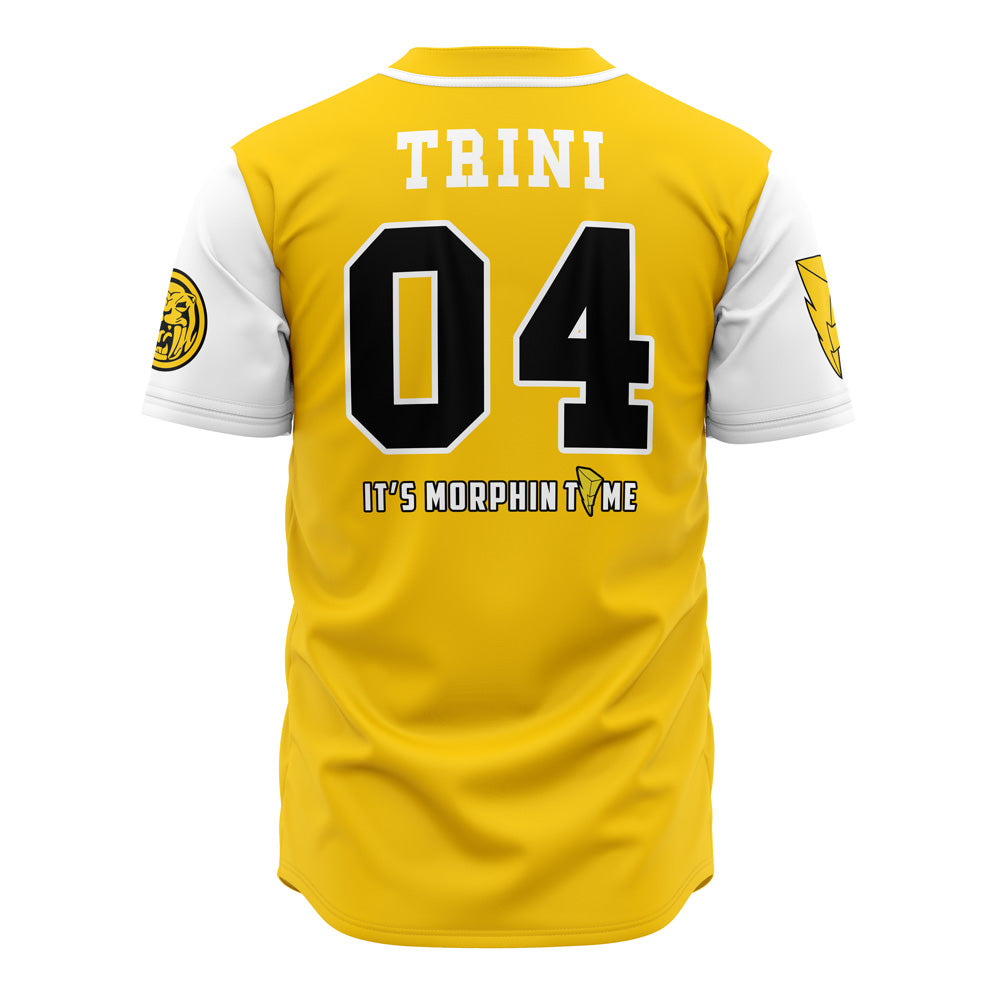 Yellow Sabertooths Trini Power Rangers Baseball Jersey